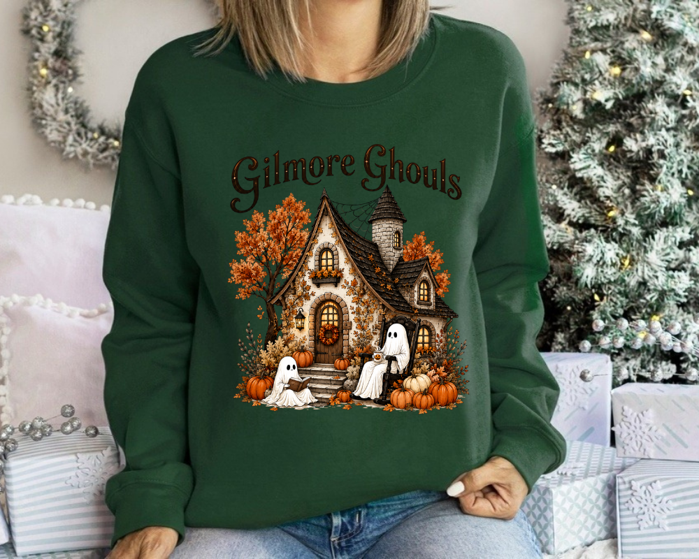 Gilmore Ghouls Halloween Sweatshirt, Cozy Ghost Pumpkin Crewneck, Gift for Book Lovers