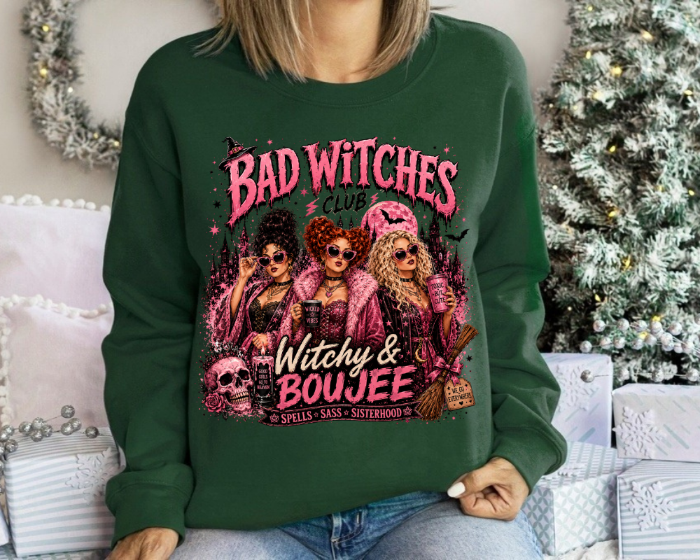 Bad Witches Club Sweatshirt, Witchy & Boujee Crewneck, Halloween Witch Sweatshirt, Spooky Season Shirt, Halloween Gift for Women