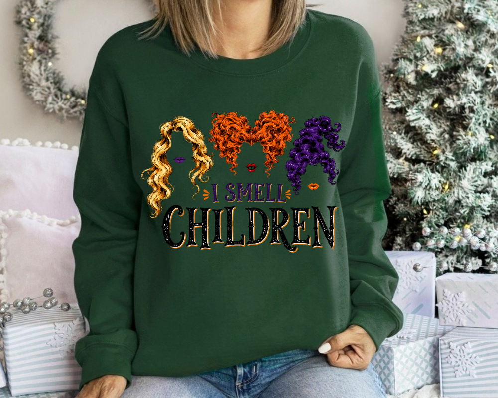 I Smell Children, Hocus Pocus Halloween Sweatshirt, Witch Sisters Spooky Season Crewneck, Vintage Fall Graphic Shirt, Halloween Gift for Women