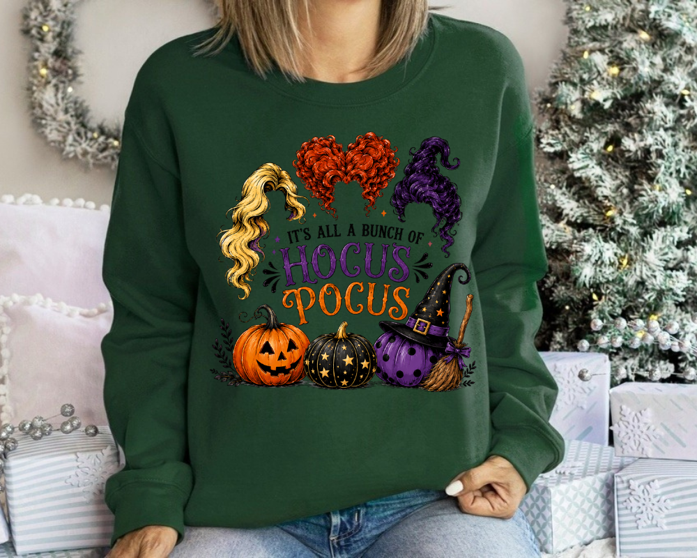 It's All a Bunch of Hocus Pocus, Witch Sisters Halloween Sweatshirt, Vintage Spooky Season Crewneck, Sanderson Inspired Fall Graphic, Halloween Gift for Women