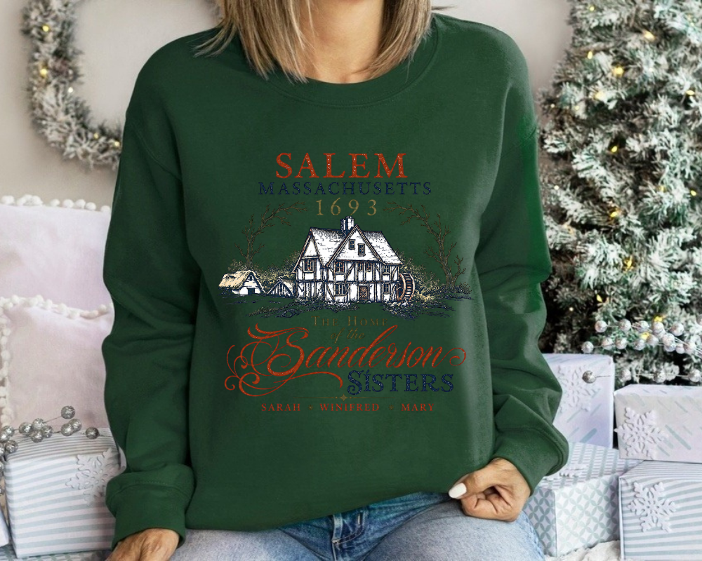 Salem Massachusetts 1693, Vintage Witch House Halloween Sweatshirt, Salem Witch Crewneck, Spooky Season Fall Shirt, Gothic Halloween Gift for Women