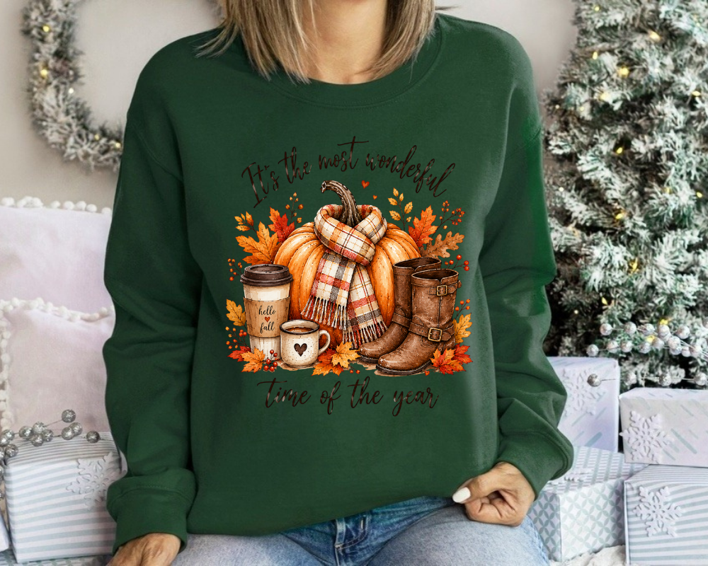 It's the Most Wonderful Time of the Year - Cozy Fall Sweatshirt, Pumpkin Spice Coffee Cozy Vibes Crewneck, Gift for Her
