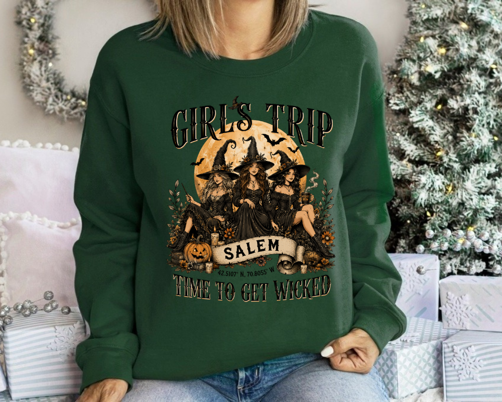 Salem Girls Trip Sweatshirt, Witchy Halloween Crewneck, Salem Massachusetts Shirt, Spooky Girls Weekend Gift