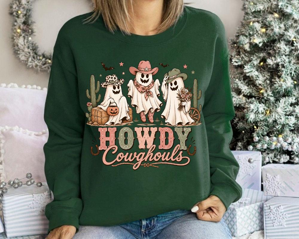 Howdy Cowghouls Sweatshirt, Western Halloween Cowgirl Ghost Crewneck, Cute Country Ghost Shirt, Fall Western Gift for Women