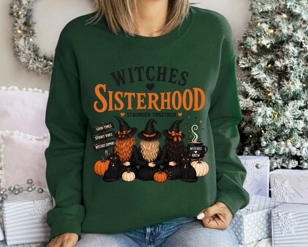 Witches Sisterhood Halloween Sweatshirt, Stronger Together Witch Crewneck, Cozy Fall Sweatshirt, Best Friends Halloween Gift for Women