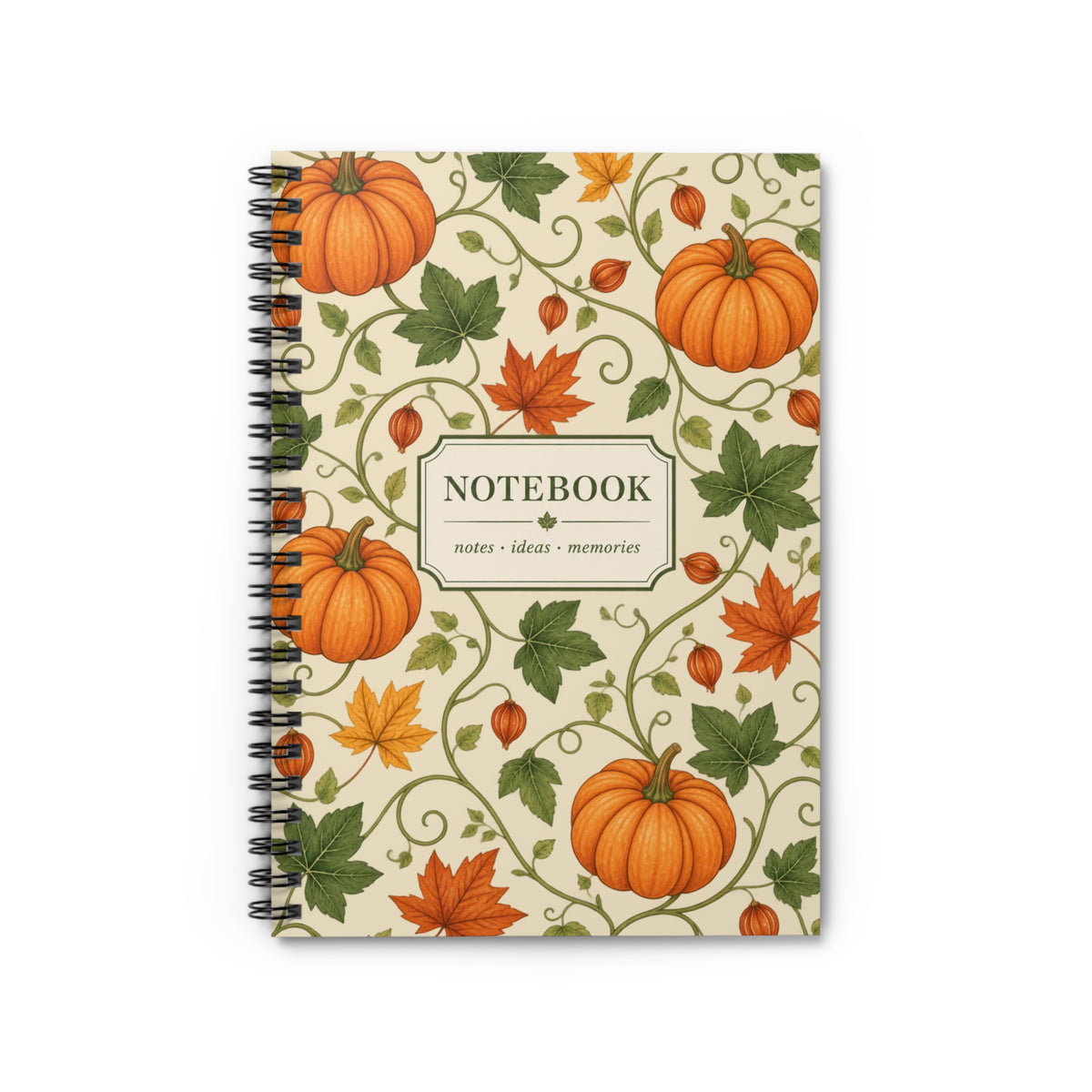Fall Spiral Notebook – Pumpkin Journal, 6x8 Ruled Notebook, Autumn Writing Journal, Cozy Fall Stationery Gift