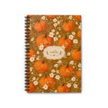 Fall Pumpkin Spiral Notebook – Vintage Floral 6x8 Ruled Journal, Autumn Notebook, Cozy Fall Stationery
