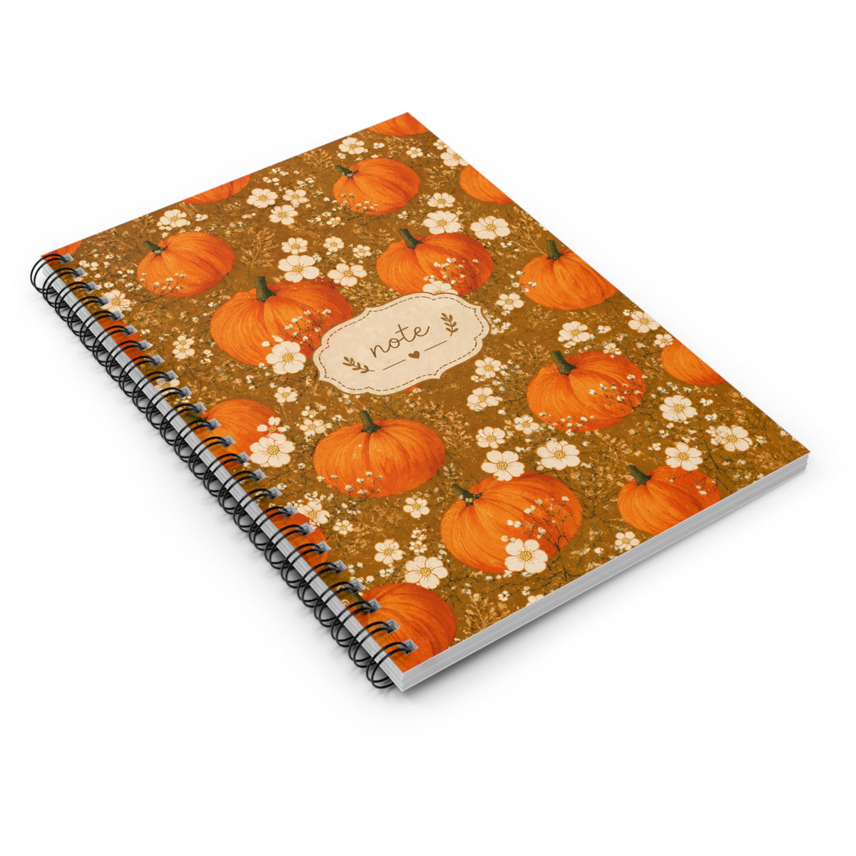 Fall Pumpkin Spiral Notebook – Vintage Floral 6x8 Ruled Journal, Autumn Notebook, Cozy Fall Stationery